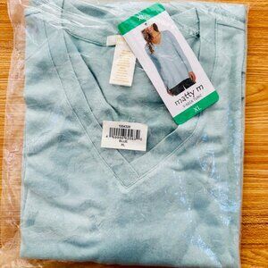 Matty M Mint Blue V-Neck Tunic Sweater XL NWT